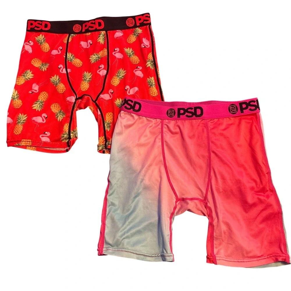 NEW PSD Boys 2 Pack Boxer Briefs Flamingo Pineapple Ombre Size L